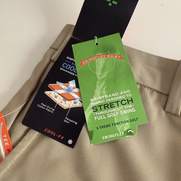 NEW $80‎ NWT IZOD XFG Swingflex Waist Golf Pants Khaki Beige  38x 30 Flat Front - Picture 12 of 16